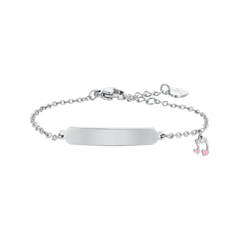 BRACCIALE BAMBINA IN ACCIAIO NOTA MUSICALE E PIASTRA