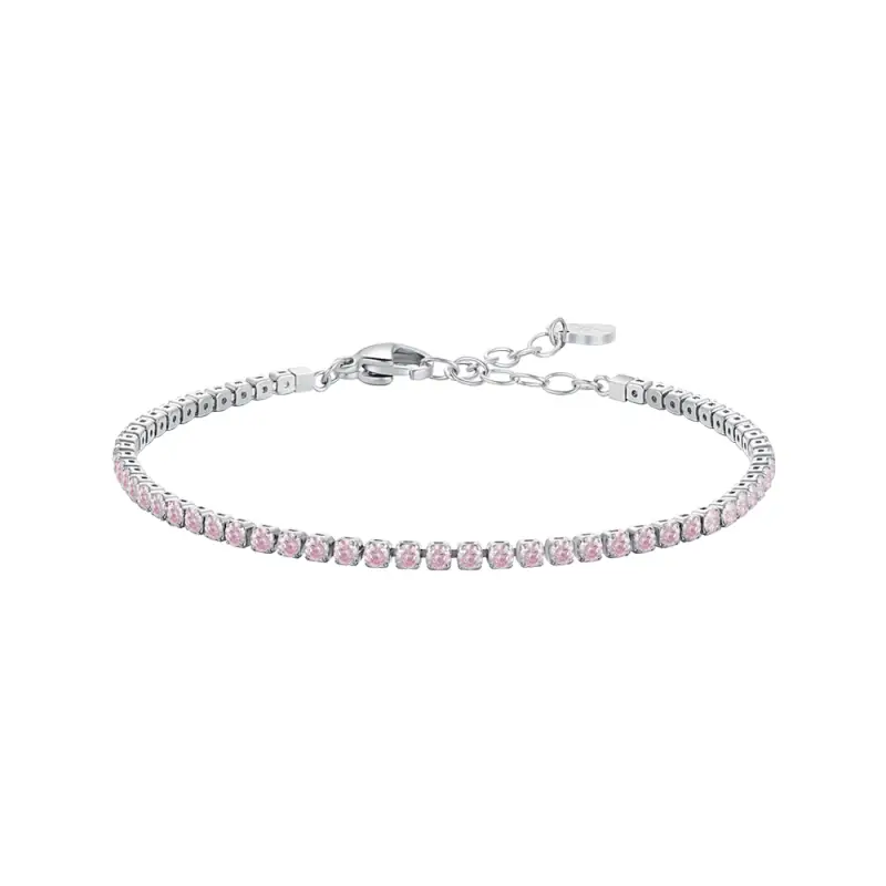 BRACCIALE BAMBINA TENNIS IN ACCIAIO CON ZIRCONI ROSA