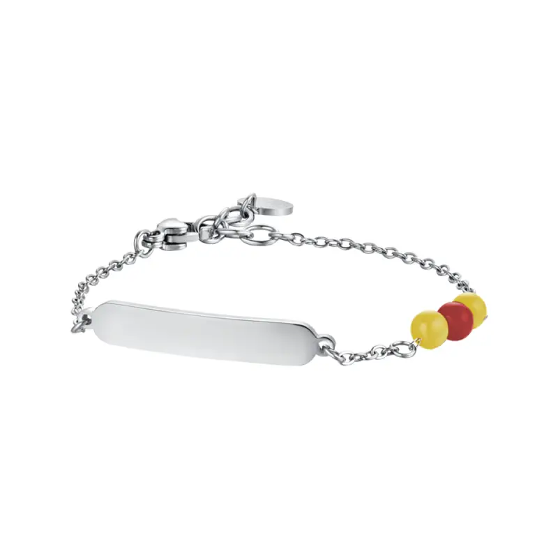 BRACCIALE BAMBINO IN ACCIAIO CON PIETRE GIALLE E ROSSE