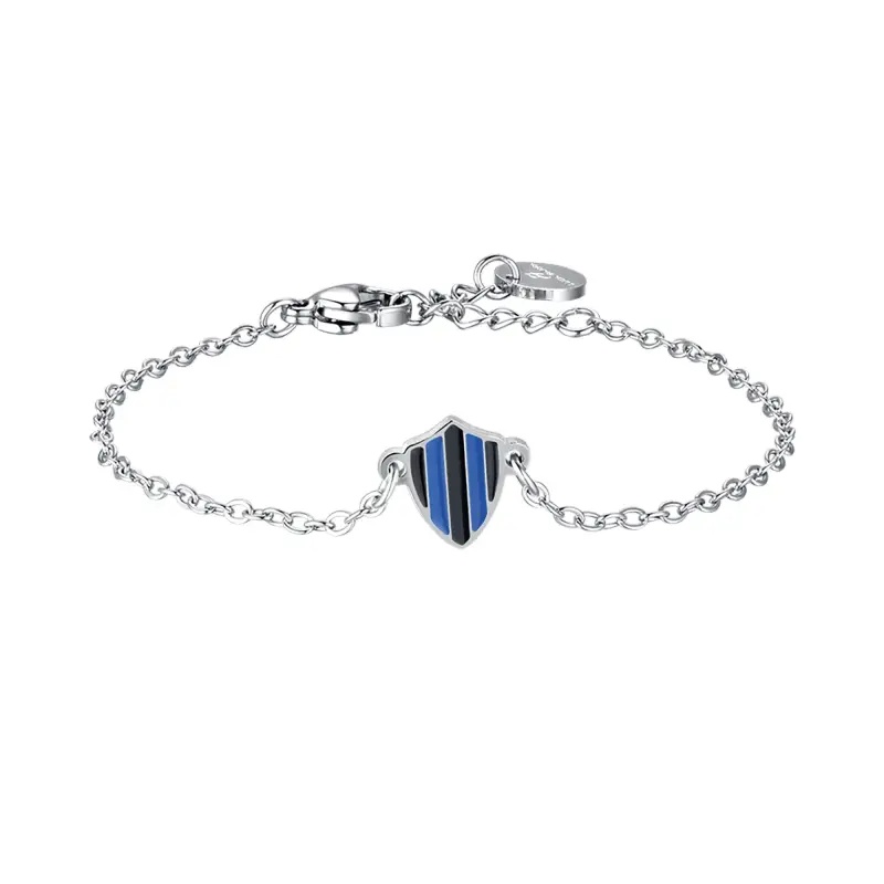BRACCIALE BAMBINO IN ACCIAIO CON SMALTO BIANCO E AZZURRO