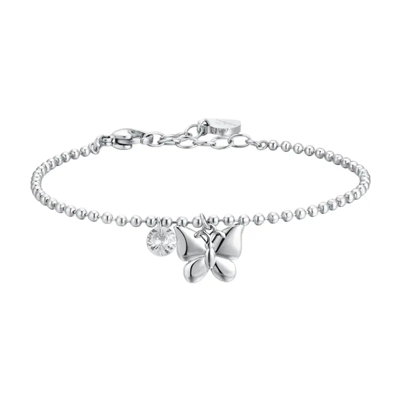 BRACCIALE DONN IN ACCIAIO FARFALLA E ZIRCONE
