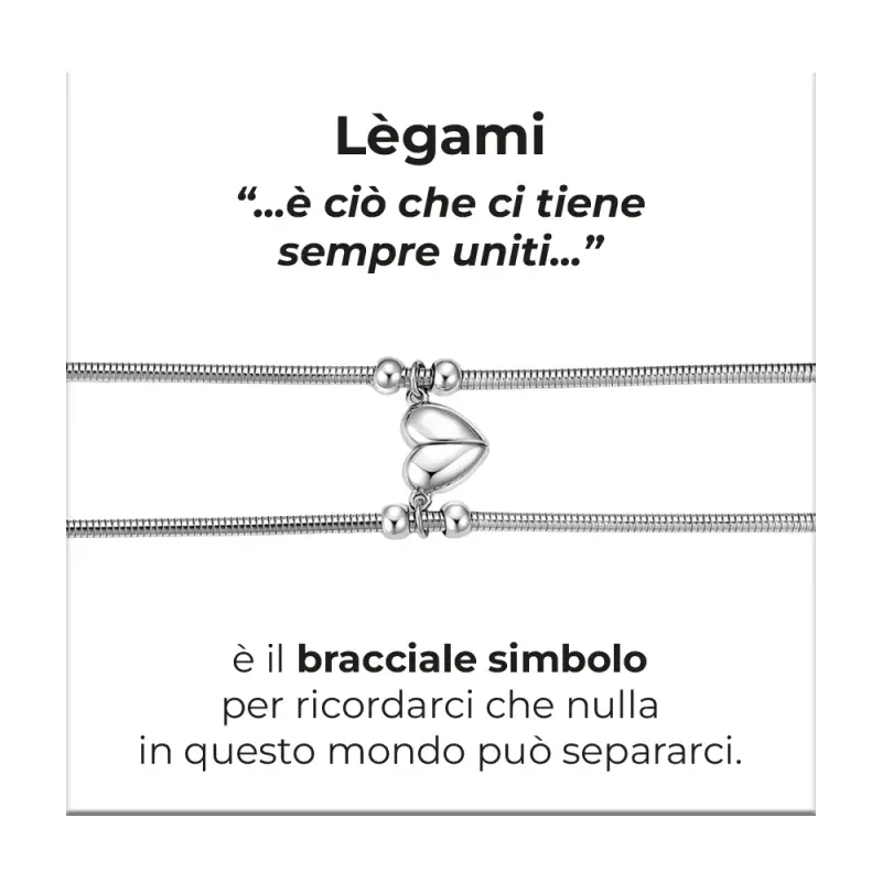 BRACCIALE DONNA E UOMO IN ACCIAIO CON CUORE CALAMITATO