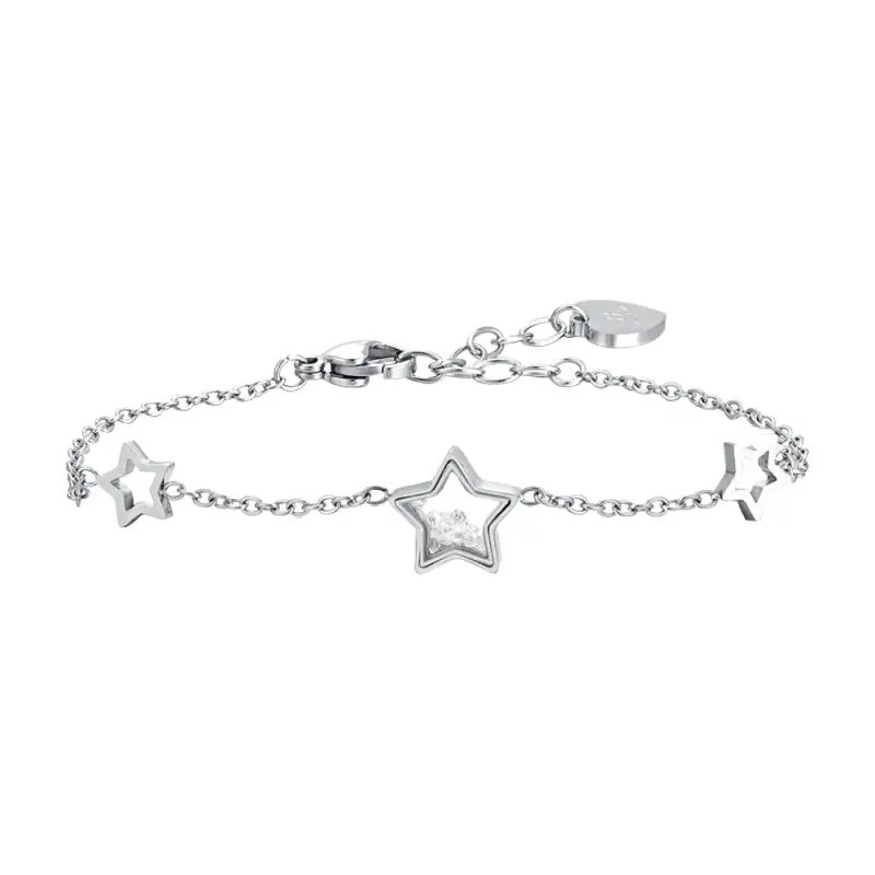 BRACCIALE DONNA IN ACCAIO STELLE E ZIRCONI