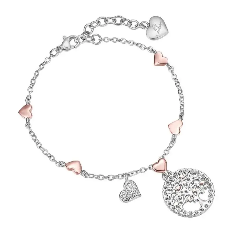 Bracciale Donna In Acciaio Albero Della Vita Cuori Cristalli Luca Barra