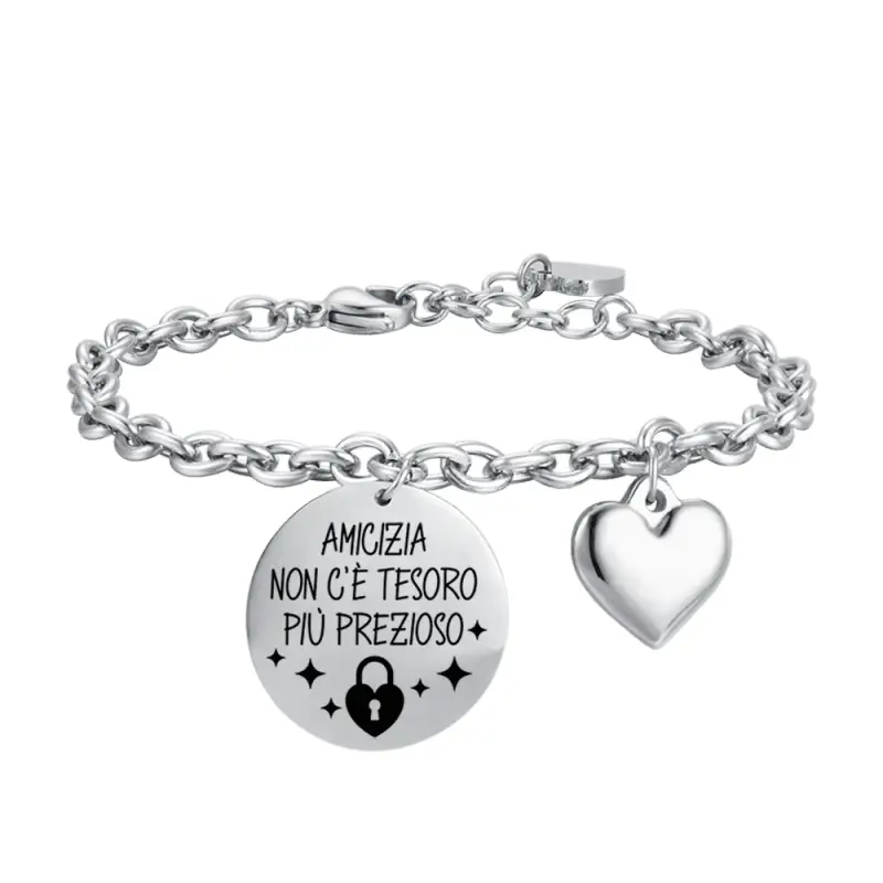 BRACCIALE DONNA IN ACCIAIO AMICIZIA NON C'E' TESORO PIù PREZIOSO