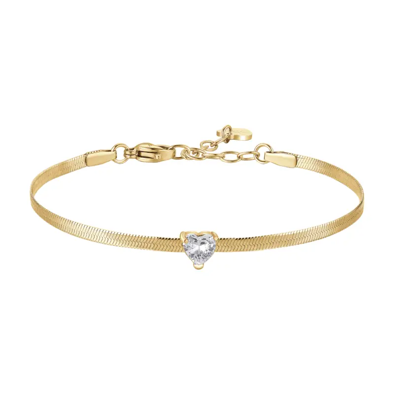 BRACCIALE DONNA IN ACCIAIO COLORE ORO CON ZIRCONE BIANCO