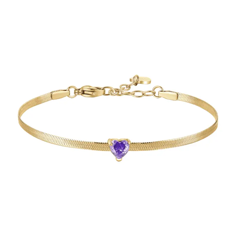 BRACCIALE DONNA IN ACCIAIO COLORE ORO CON ZIRCONE VIOLA