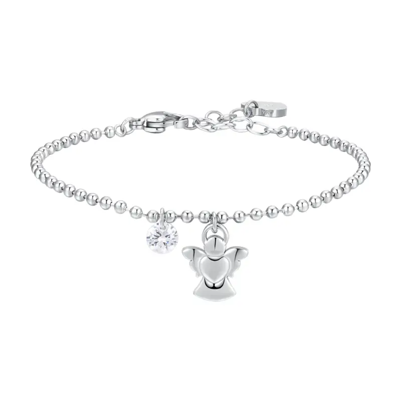 BRACCIALE DONNA IN ACCIAIO CON ANGELO E ZIRCONE BIANCO