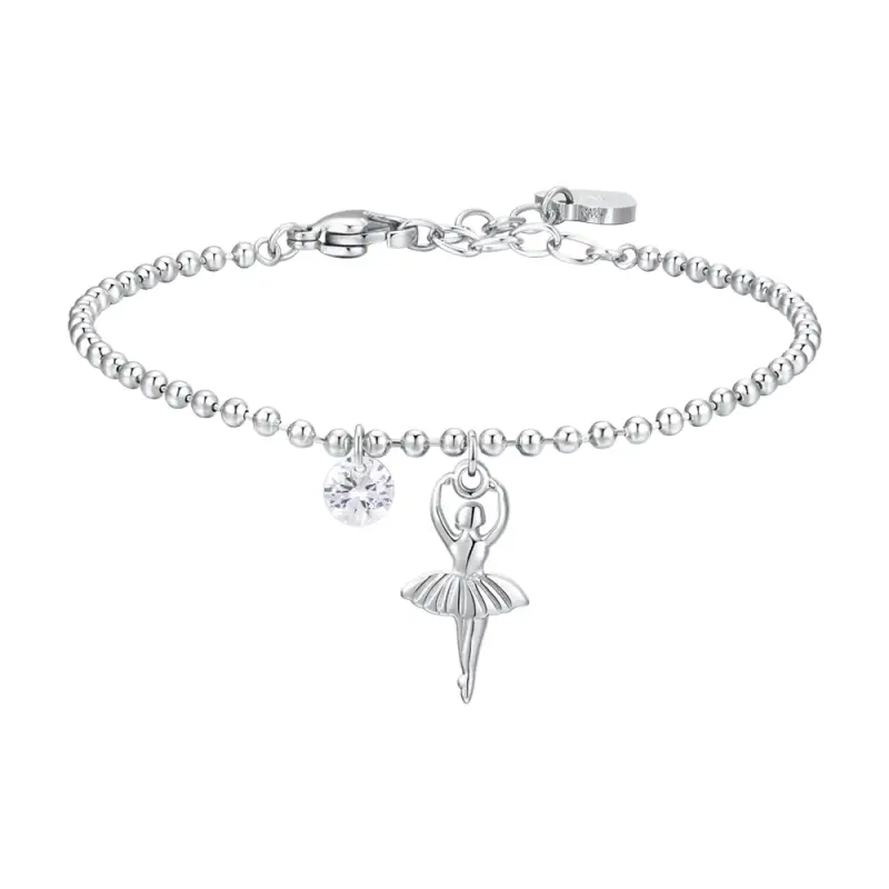 BRACCIALE DONNA IN ACCIAIO CON BALLERINA E ZIRCONE BIANCO