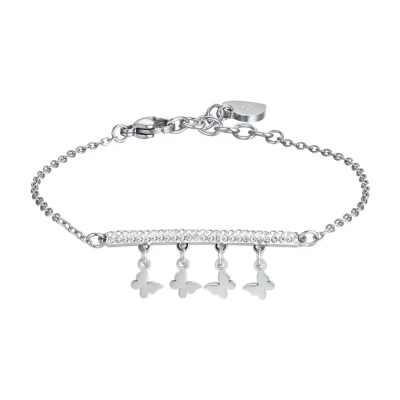 BRACCIALE DONNA IN ACCIAIO CON CIONDOLI FARFALLE