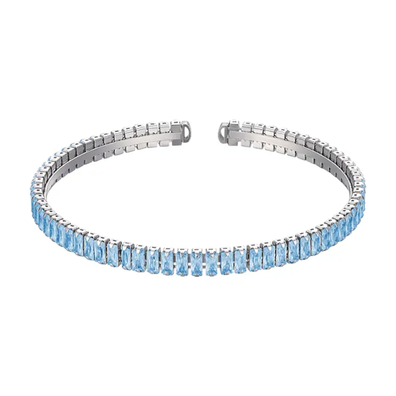 BRACCIALE DONNA IN ACCIAIO CON CRISTALLI AZZURRI