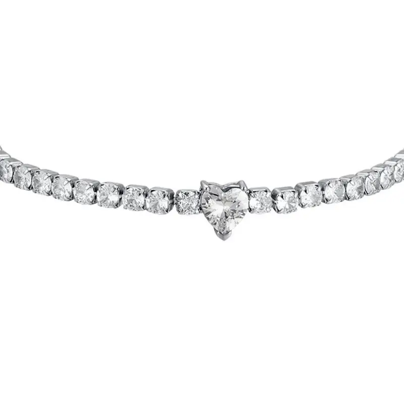 Bracciale Donna In Acciaio Con Cristalli Bianchi Cuore Luca Barra miniatura 2