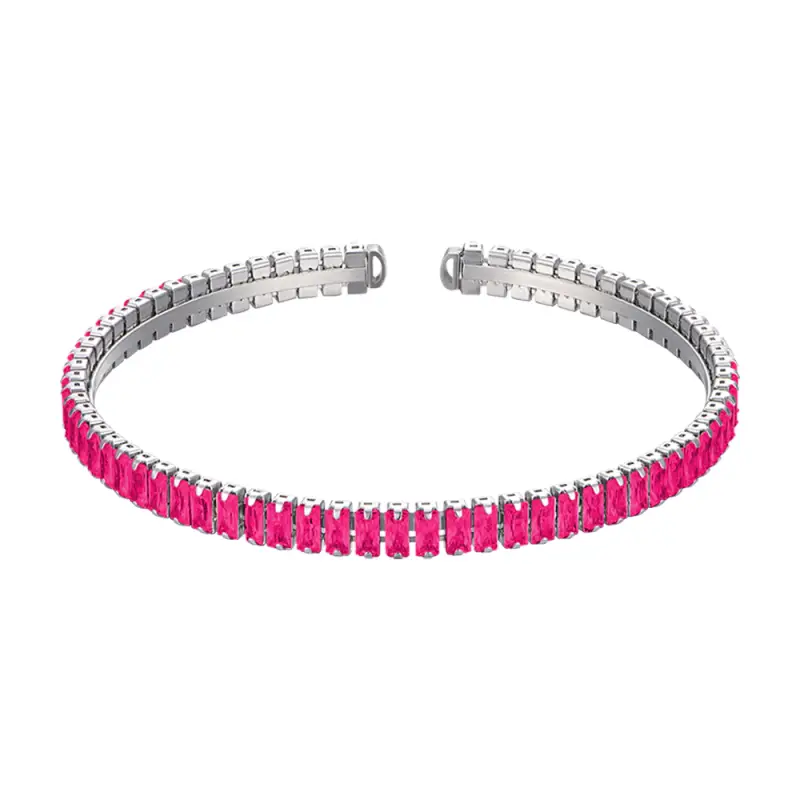 BRACCIALE DONNA IN ACCIAIO CON CRISTALLI FUCSIA