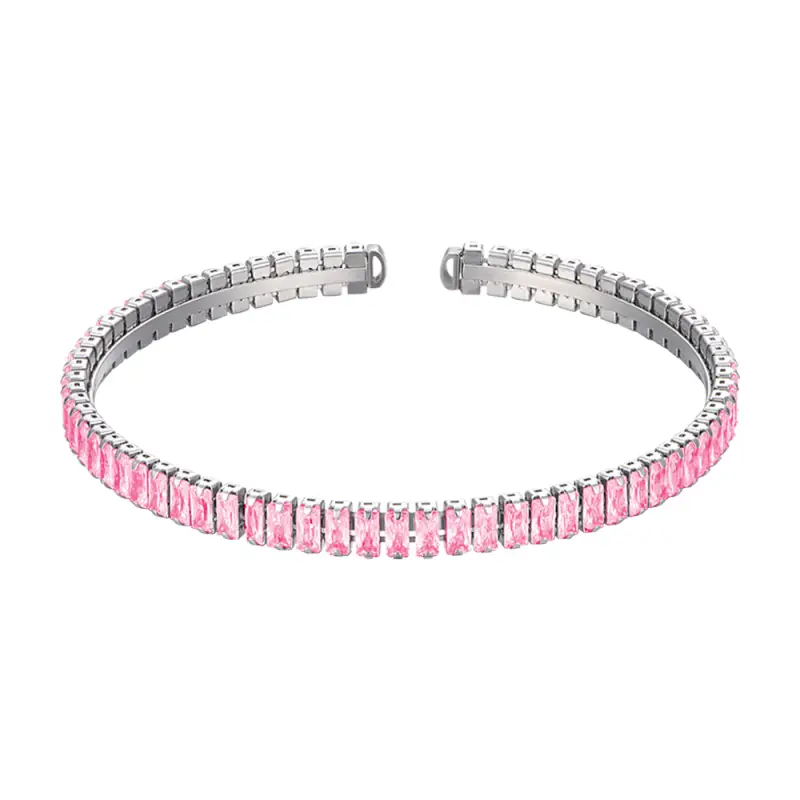 BRACCIALE DONNA IN ACCIAIO CON CRISTALLI ROSA