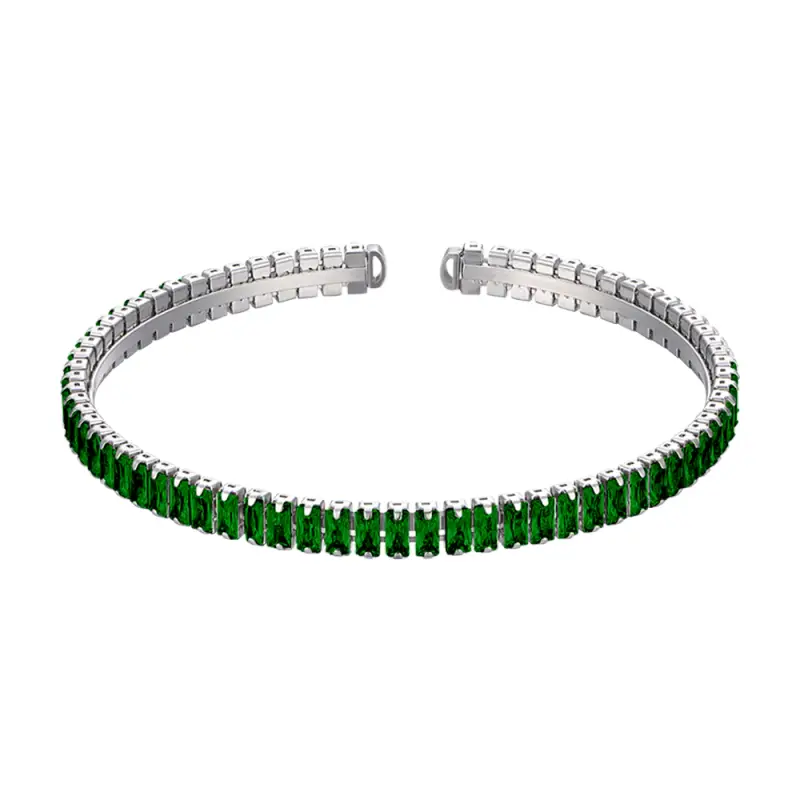 BRACCIALE DONNA IN ACCIAIO CON CRISTALLI VERDI