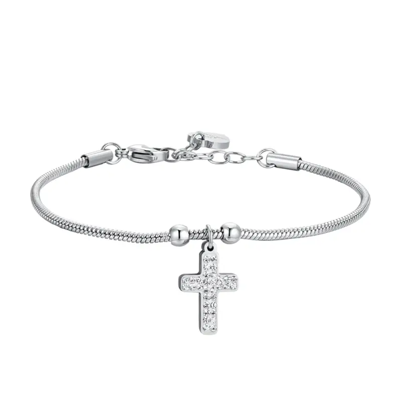 BRACCIALE DONNA IN ACCIAIO CON CROCE