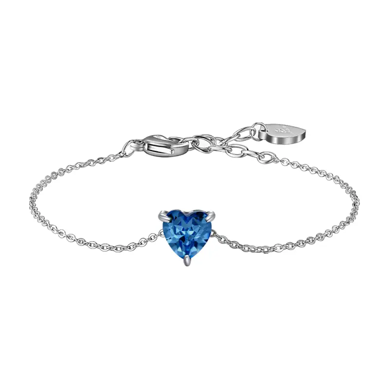 BRACCIALE DONNA IN ACCIAIO CON CUORE CRISTALLO BLU