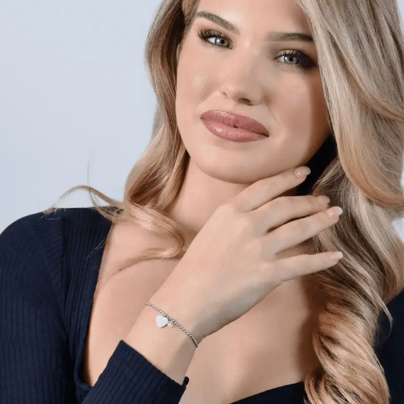 BRACCIALE DONNA IN ACCIAIO CON CUORE E ZIRCONE BIANCO miniatura 3