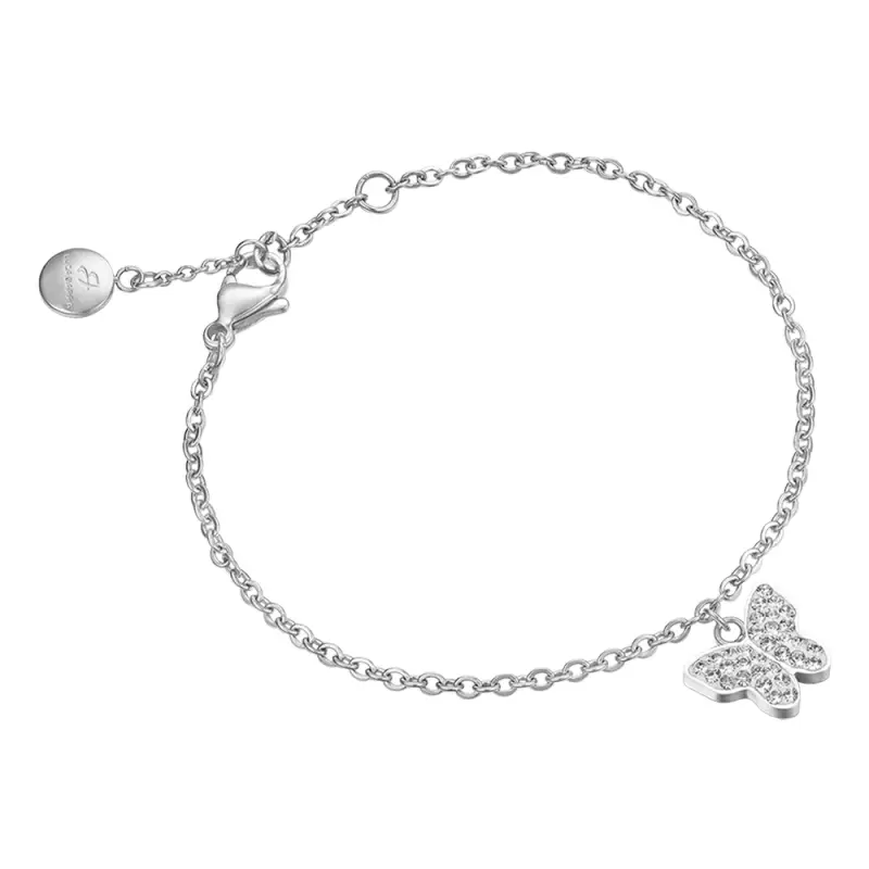 BRACCIALE DONNA IN ACCIAIO CON FARFALLA E CRISTALLI