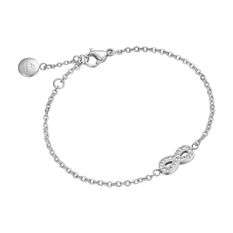 BRACCIALE DONNA IN ACCIAIO CON INFINITO E CRISTALLI