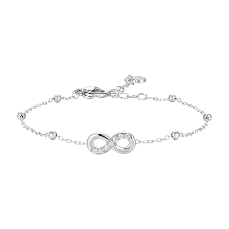 BRACCIALE DONNA IN ACCIAIO CON INFINITO E PUNTI LUCE DI ZIRCONE BIANCO