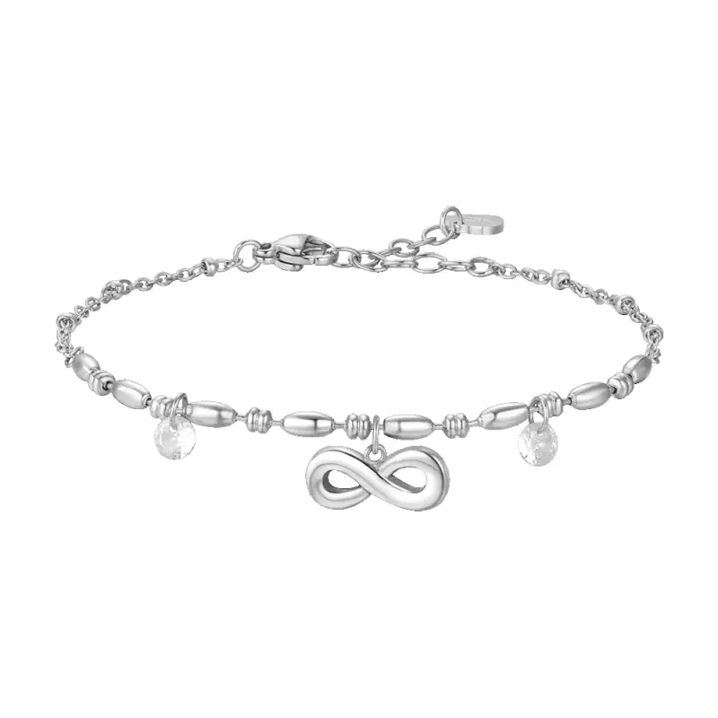BRACCIALE DONNA IN ACCIAIO CON INFINITO E ZIRCONI BIANCHI