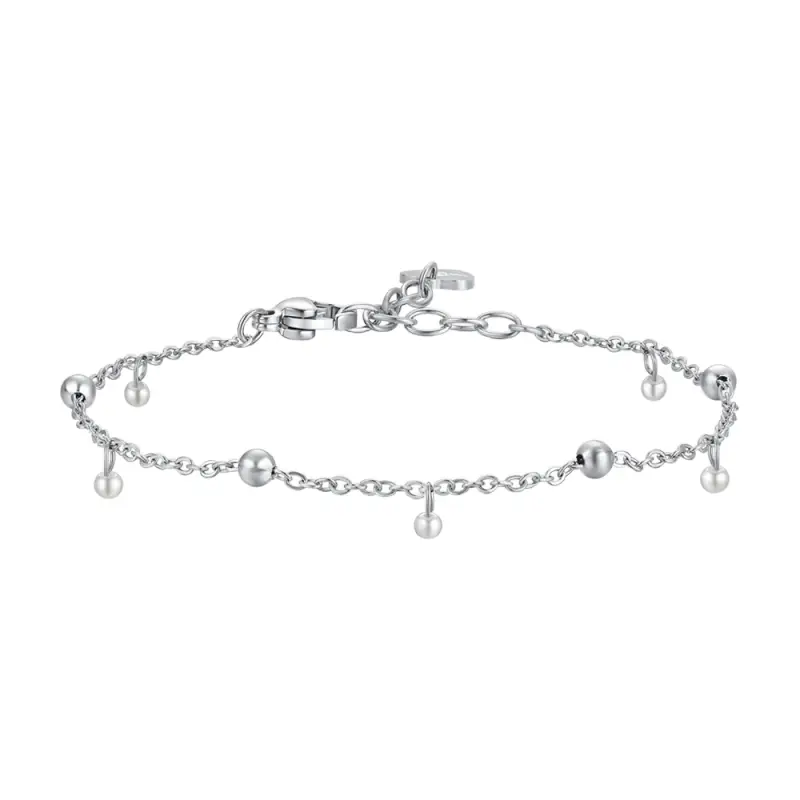 BRACCIALE DONNA IN ACCIAIO CON PERLE BIANCHE