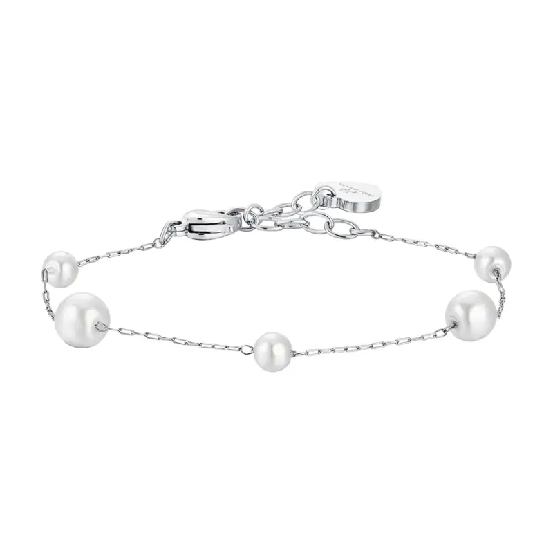 BRACCIALE DONNA IN ACCIAIO CON PERLE SINTETICHE
