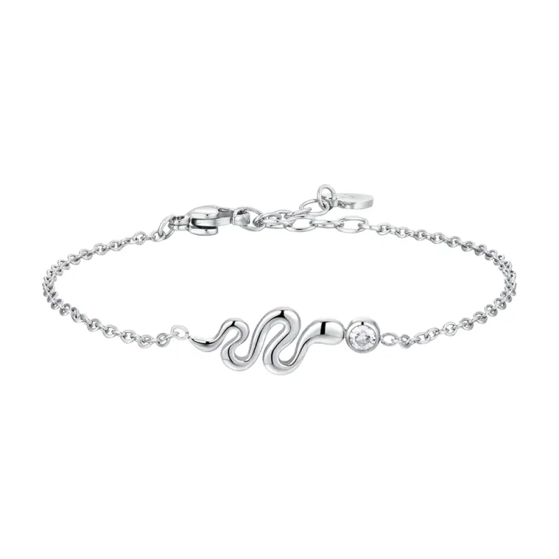 BRACCIALE DONNA IN ACCIAIO CON SERPENTE E CRISTALLO BIANCO