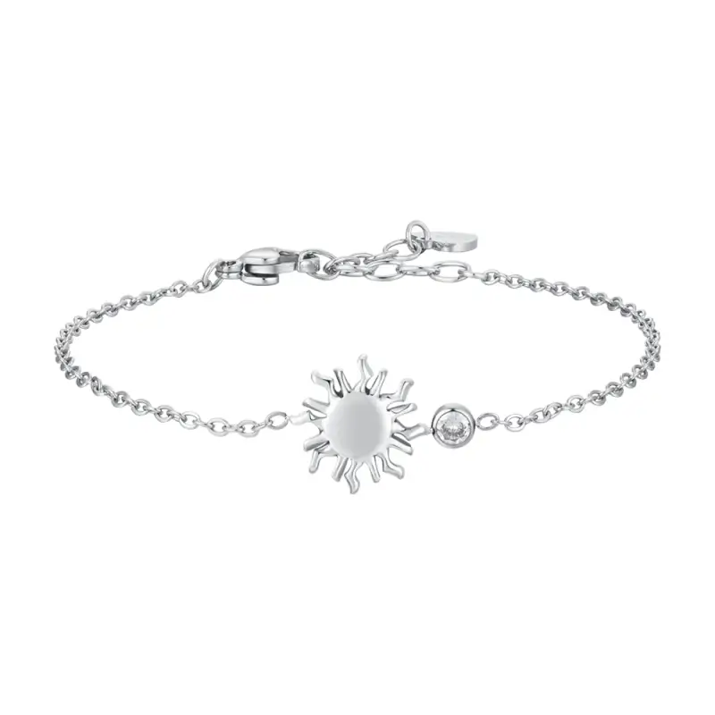 BRACCIALE DONNA IN ACCIAIO CON SOLE E CRISTALLO BIANCO