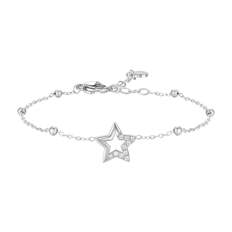 BRACCIALE DONNA IN ACCIAIO CON STELLA E PUNTI LUCE DI ZIRCONE BIANCO