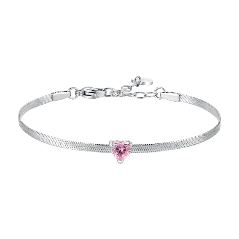 BRACCIALE DONNA IN ACCIAIO CON ZIRCONE ROSA