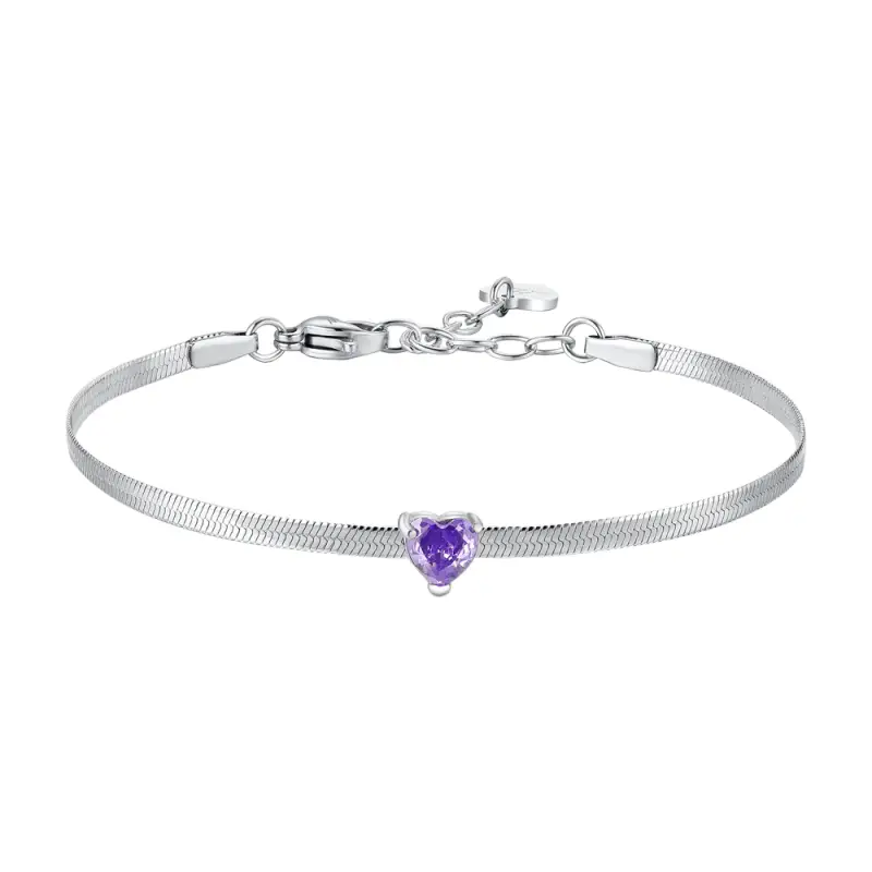 BRACCIALE DONNA IN ACCIAIO CON ZIRCONE VIOLA