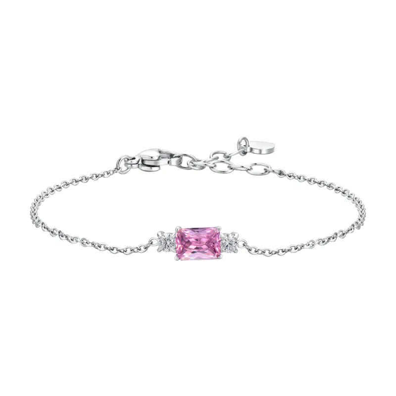 BRACCIALE DONNA IN ACCIAIO CON ZIRCONI ROSA E BIANCHI
