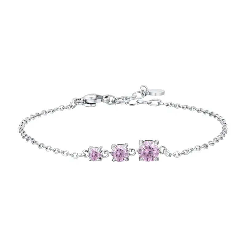 BRACCIALE DONNA IN ACCIAIO CON ZIRCONI ROSA