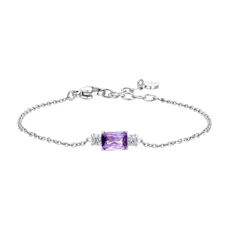 BRACCIALE DONNA IN ACCIAIO CON ZIRCONI VIOLA E BIANCHI