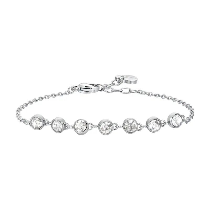 BRACCIALE DONNA IN ACCIAIO CRISTALLI BIANCHI