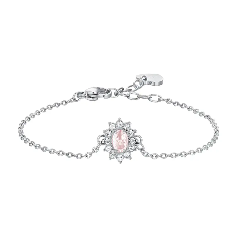 BRACCIALE DONNA IN ACCIAIO CRISTALLI E ZIRCONE ROSA