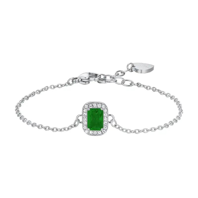 BRACCIALE DONNA IN ACCIAIO CRISTALLI E ZIRCONE VERDE