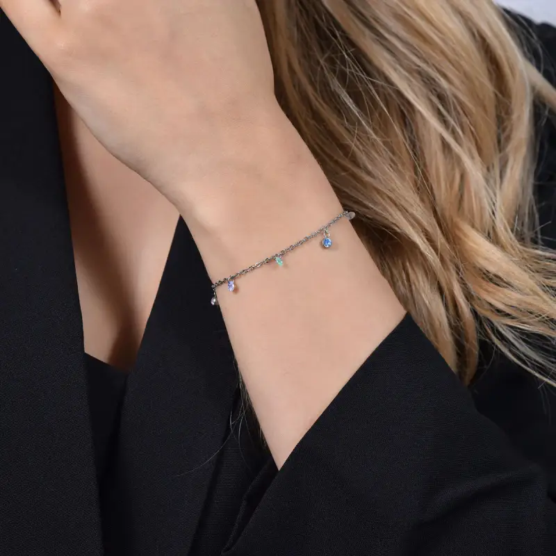 BRACCIALE DONNA IN ACCIAIO CRISTALLI MULTICOLOR miniatura 2