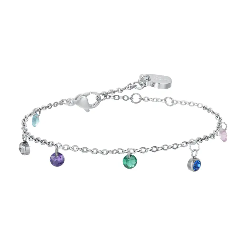BRACCIALE DONNA IN ACCIAIO CRISTALLI MULTICOLOR