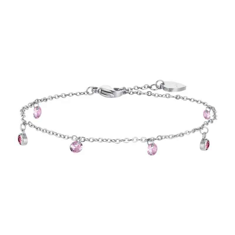 BRACCIALE DONNA IN ACCIAIO CRISTALLI ROSA