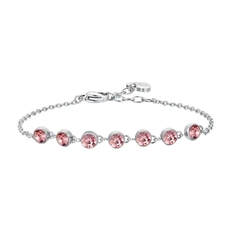 BRACCIALE DONNA IN ACCIAIO CRISTALLI ROSA