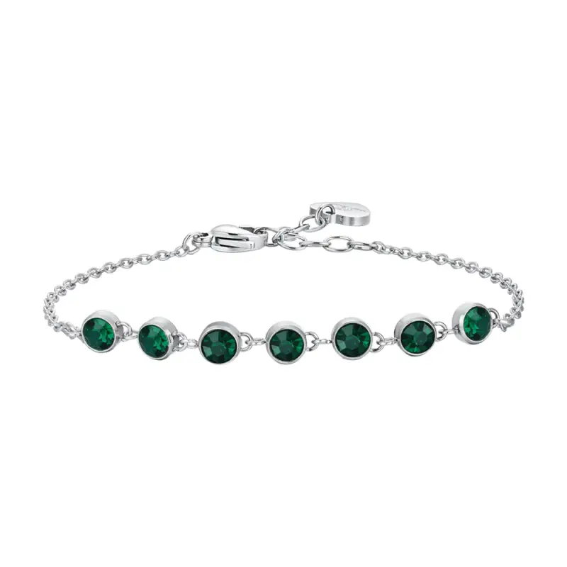 BRACCIALE DONNA IN ACCIAIO CRISTALLI VERDE