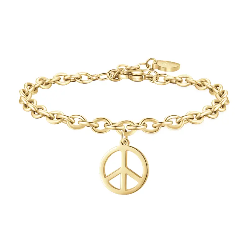 BRACCIALE DONNA IN ACCIAIO DORATO CON SIMBOLO PACE