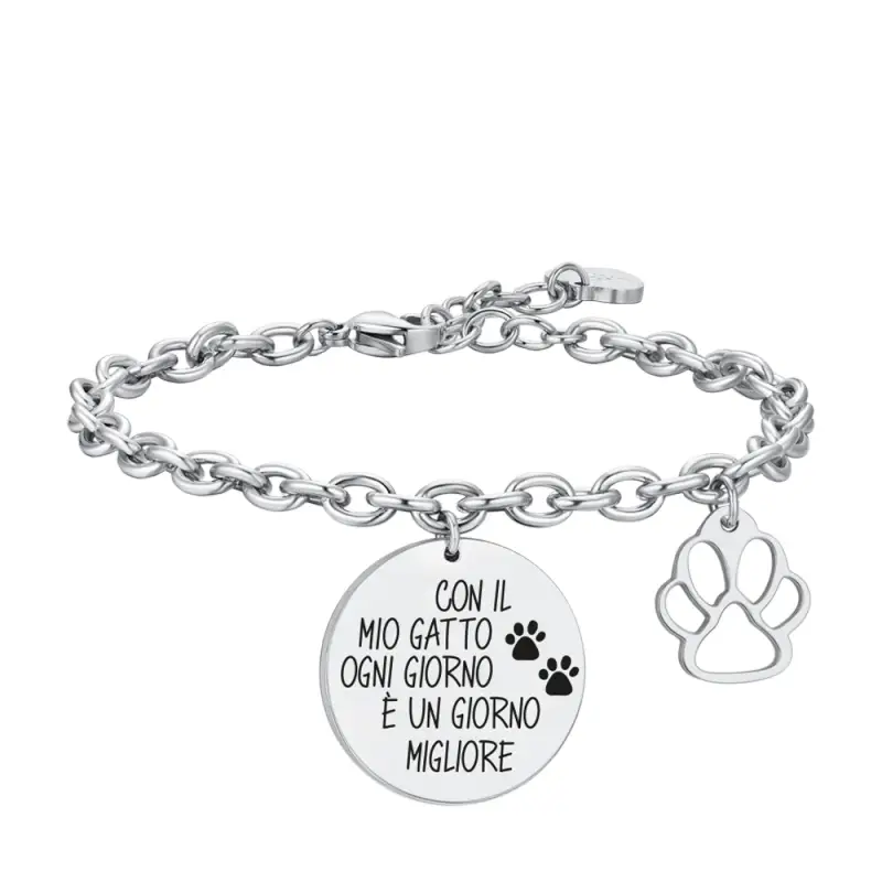 BRACCIALE DONNA IN ACCIAIO GATTO