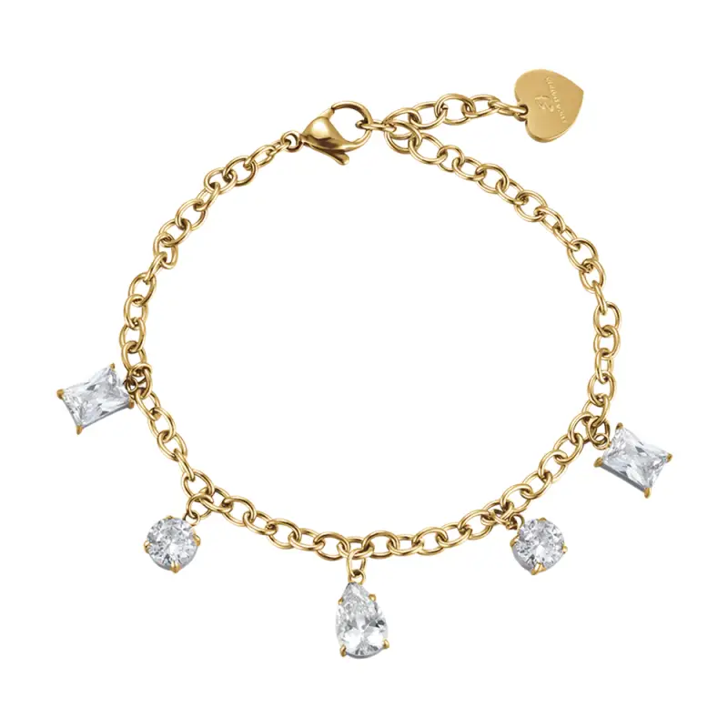 BRACCIALE DONNA IN ACCIAIO IP GOLD CON CRISTALLI BIANCHI Oro