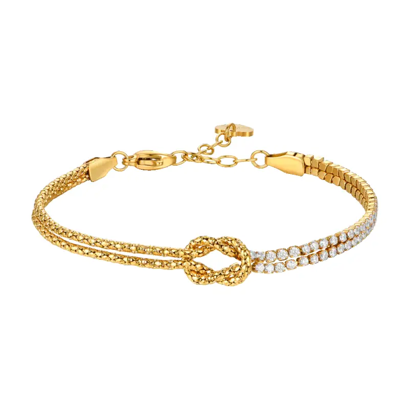 BRACCIALE DONNA IN ACCIAIO IP GOLD CON NODO E ZIRCONI BIANCHI
