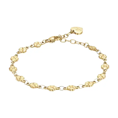 BRACCIALE DONNA IN ACCIAIO IP GOLD CON QUADRIFOGLI