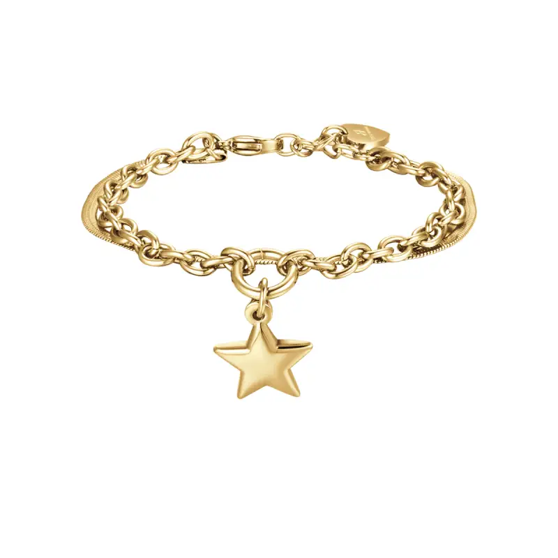 BRACCIALE DONNA IN ACCIAIO IP GOLD CON STELLA E CERCHIO Oro